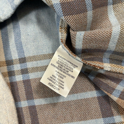 Ford Bronco Flannel Shirt Womens Extra Small Blue Plaid Button Up Long Sleeve