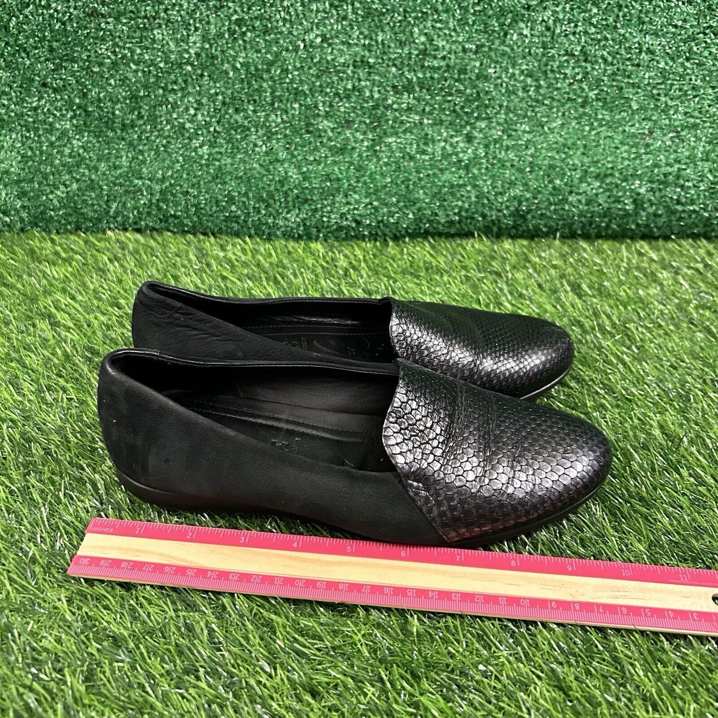 Ecco Touch Ballerina 2.0 Flats Womens 7 M Black Leather Shoes Slip On Comfort