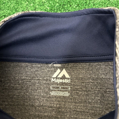 Minnesota Twins Sweater Mens Large Gray Pullover 1/4 Zip Sweatshirt Majestic