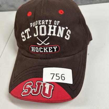 St Johns Hockey Hat Cap Mens Strap Back Brown Red College University Adjustable