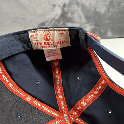 New Belgium Brewing Fat Tire Hat Cap Mens Snapback Navy Orange Adjustable Beer