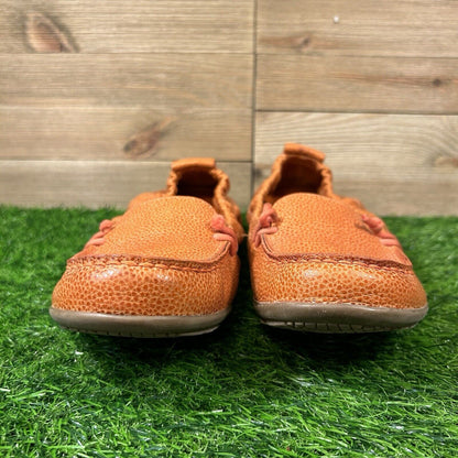Hush Puppies Ceil Flats Womens 9 M Orange Pebbled Leather Casual Comfort Elastic