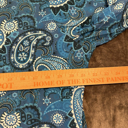 Cremieux Shirt Mens Medium Blue Paisley Button Up Long Sleeve Stretch NEW $59