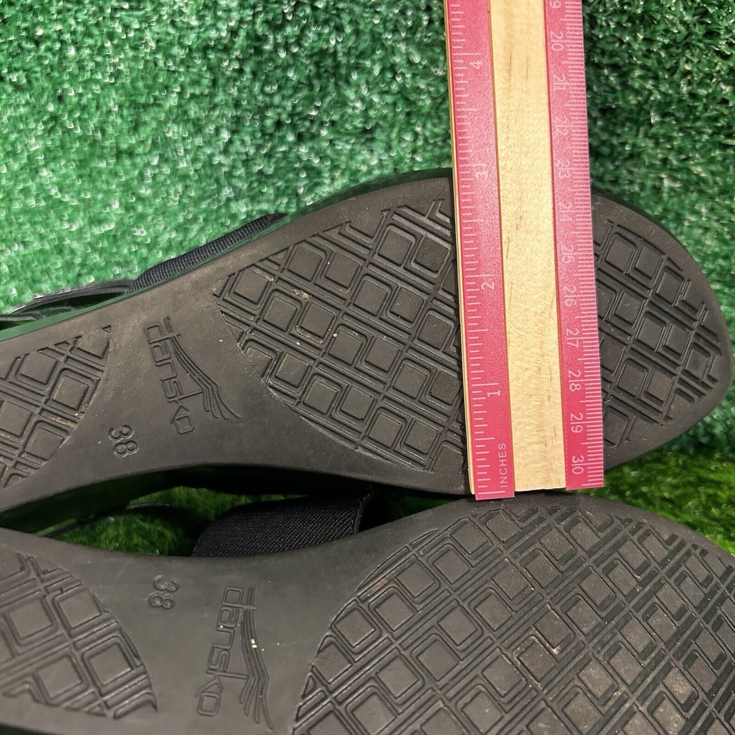 Dansko Addison Sandals Womens 8 M Black Patent Leather Wedge Ankle Strap Outdoor