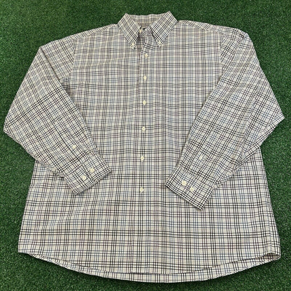 Jos A Bank Shirt Mens Large Blue White Check Button Up Long Sleeve Colorful Work