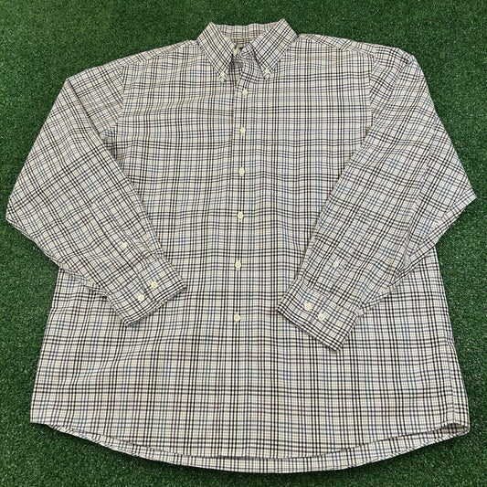 Jos A Bank Shirt Mens Large Blue White Check Button Up Long Sleeve Colorful Work