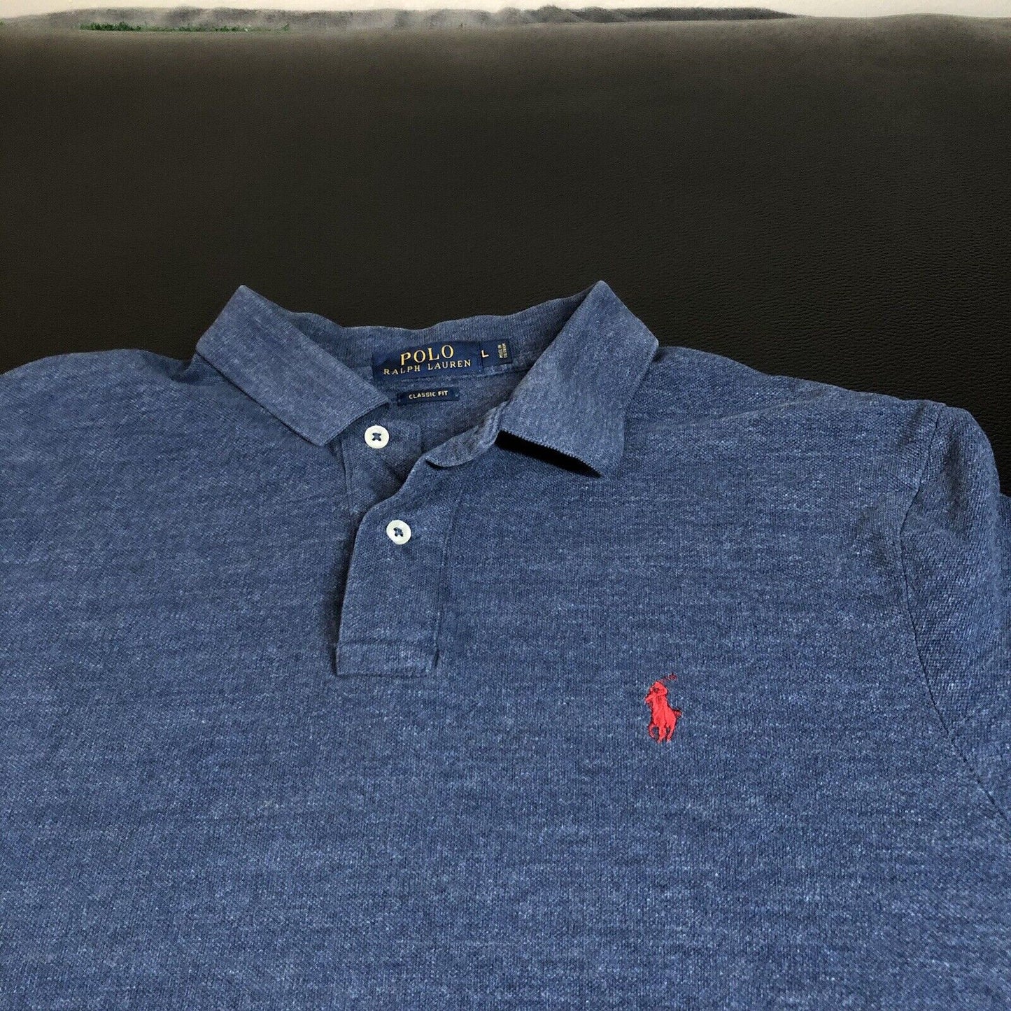 Polo Ralph Lauren Polo Shirt Mens Large Blue Classic Fit Red Pony Short Sleeve