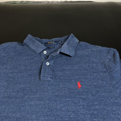 Polo Ralph Lauren Polo Shirt Mens Large Blue Classic Fit Red Pony Short Sleeve