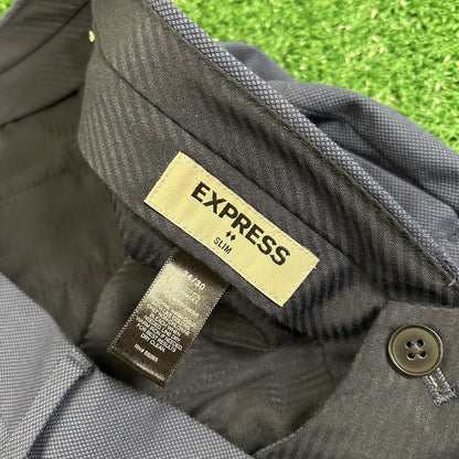 Express Dress Pants Mens 34x30" Blue Slim Fit Slacks Stretch Work Formal Comfort