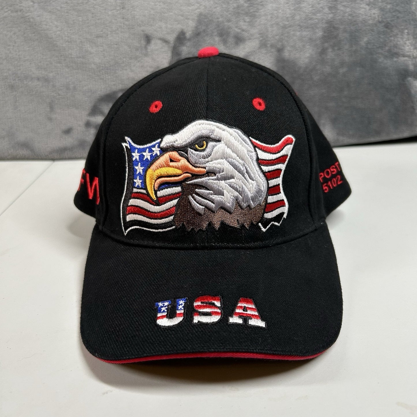 Eagle Usa Baseball Hat Cap Mens Strap Back Black Red Patriotic Troops Adjustable