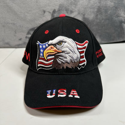 Eagle Usa Baseball Hat Cap Mens Strap Back Black Red Patriotic Troops Adjustable