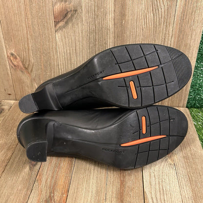 Rockport Total Motion Heels Womens 10 M Black Pumps Leather Slip On Comfort