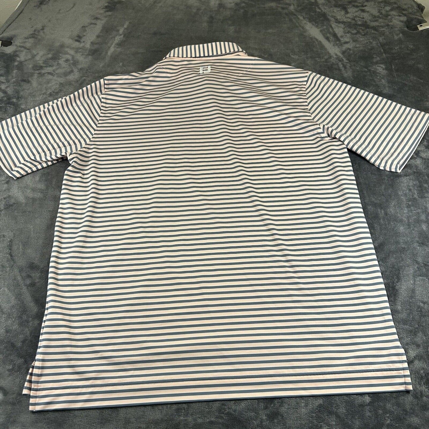 FootJoy Polo Shirt Mens Extra Large Gray Pink Striped Short Sleeve Casual Golf