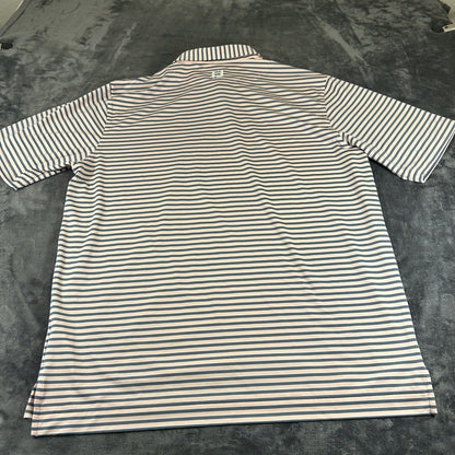 FootJoy Polo Shirt Mens Extra Large Gray Pink Striped Short Sleeve Casual Golf