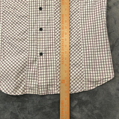 Marc Ecko Cut & Sew Shirt Mens Medium White Red Plaid Button Up Long Sleeve