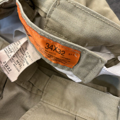 Dickies Chino Pants Mens 34x32" Brown Straight Work Canvas Wrokwear Casual