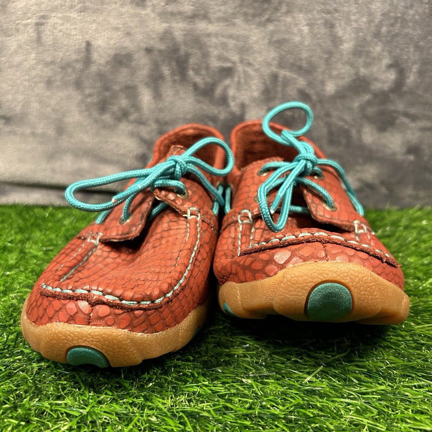 Twisted X Loafers Womens 7.5 M Red Blue Leather Boat Shoes crocodile Print Lace