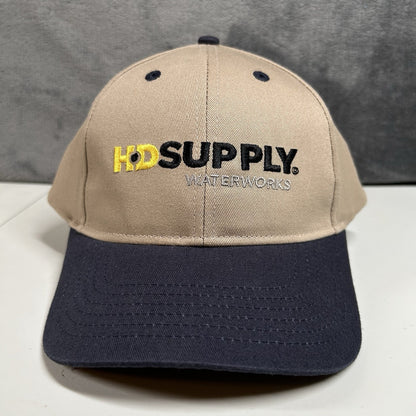 HD Supply Waterworks Baseball Hat Cap Mens Strap Back Tan Navy Adjustable New