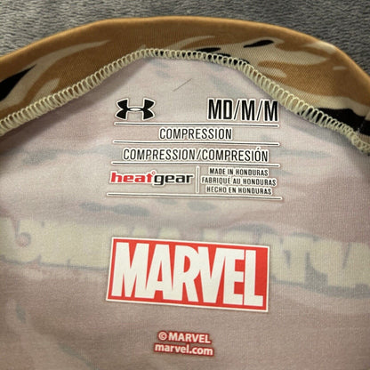 Under Armour Marvel Shirt Mens Medium Brown Black Camo Compression Heatgear Gym
