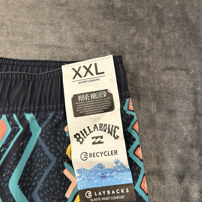 Billabong Board Shorts Men XXL 2XL 38" Blue Black Striped Drawstring Boardie NEW