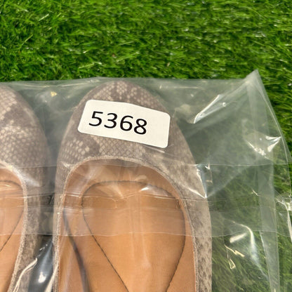 Born Adour Flats Womens 7 M Gray Beige Snakeskin Leather Shoes Slip On Casual