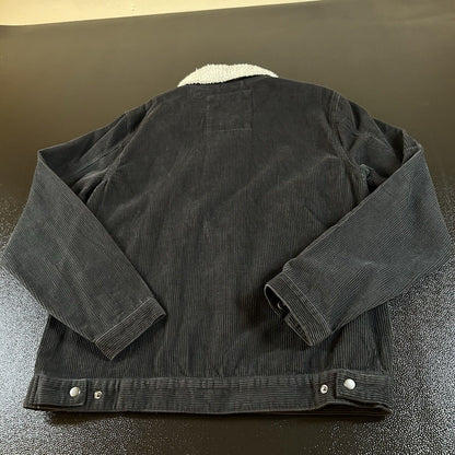 Volcom Halecrest Corduroy Jacket Mens Small Black Full Zip Trucker Outdoor NEW