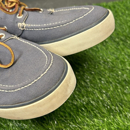 Polo Ralph Lauren Sander Mens 10 D Blue White Shoes Loafers Casual Lace Up