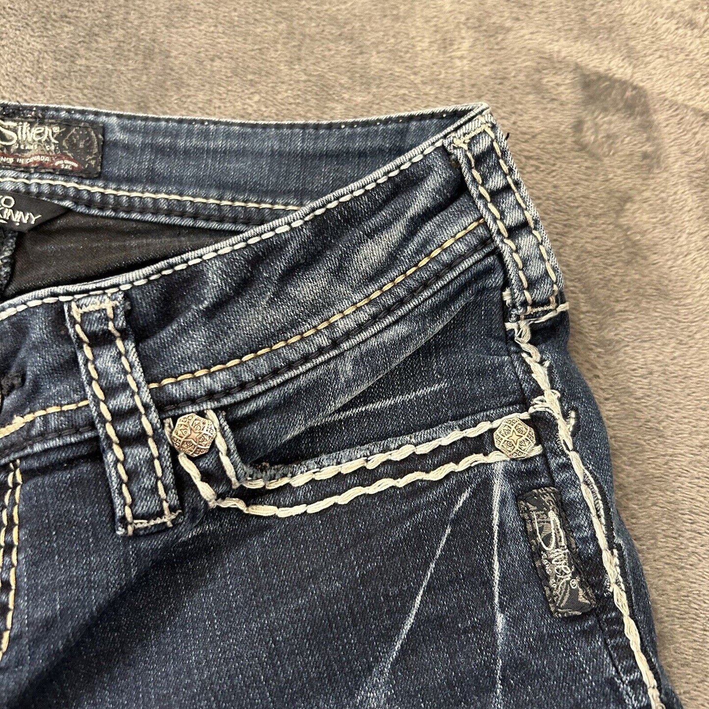 Silver Aiko Jeans Womens Blue 28x31" Blue Flap Skinny Denim Pants Stretch