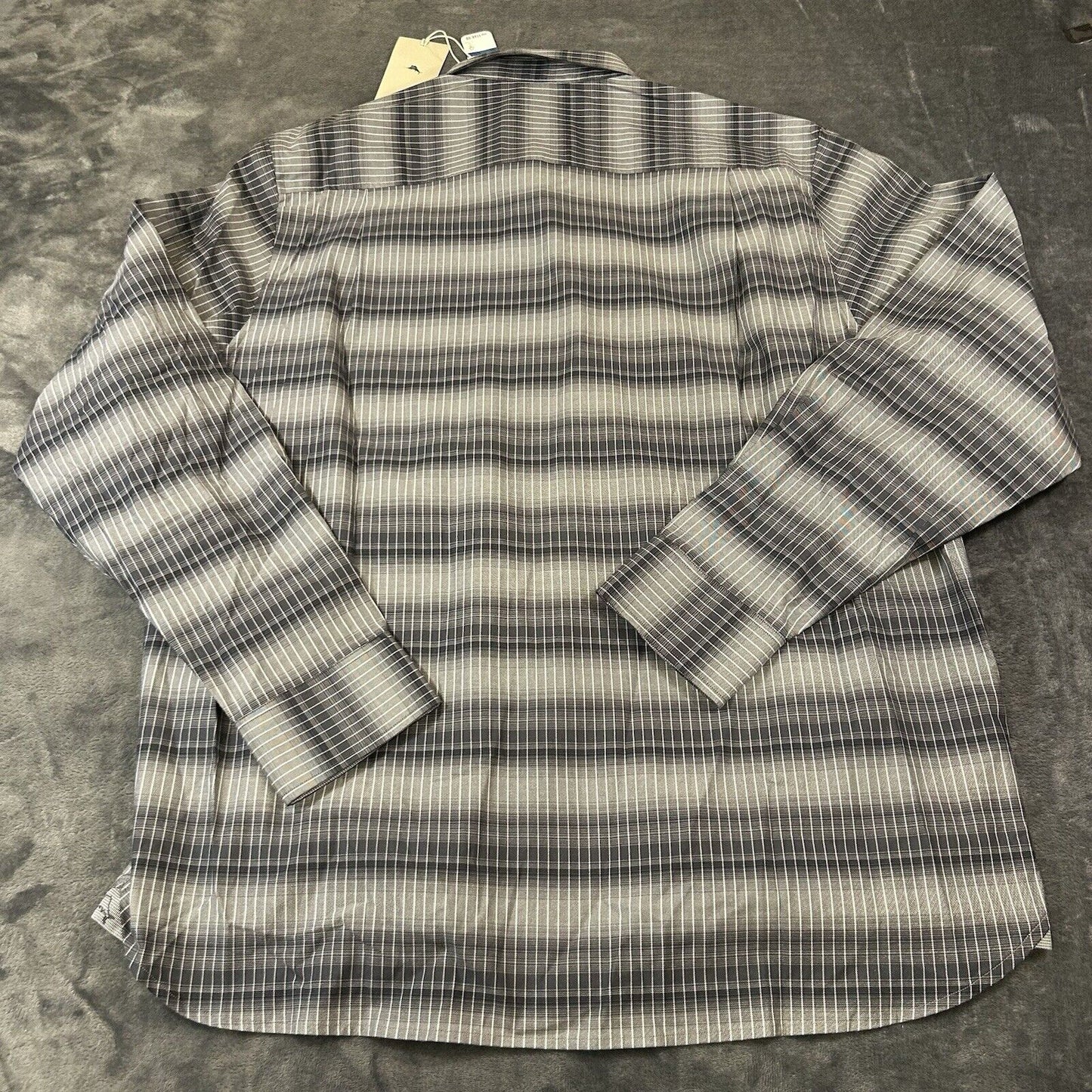 Tommy Bahama Shirt Mens XLT Gray Black Lazlo Ombre Stripe Button Up LS NEW $168