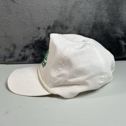 Vintage Potlatch Hat Cap Mens Strap Back White Green Rope Otto Cap Adjustable