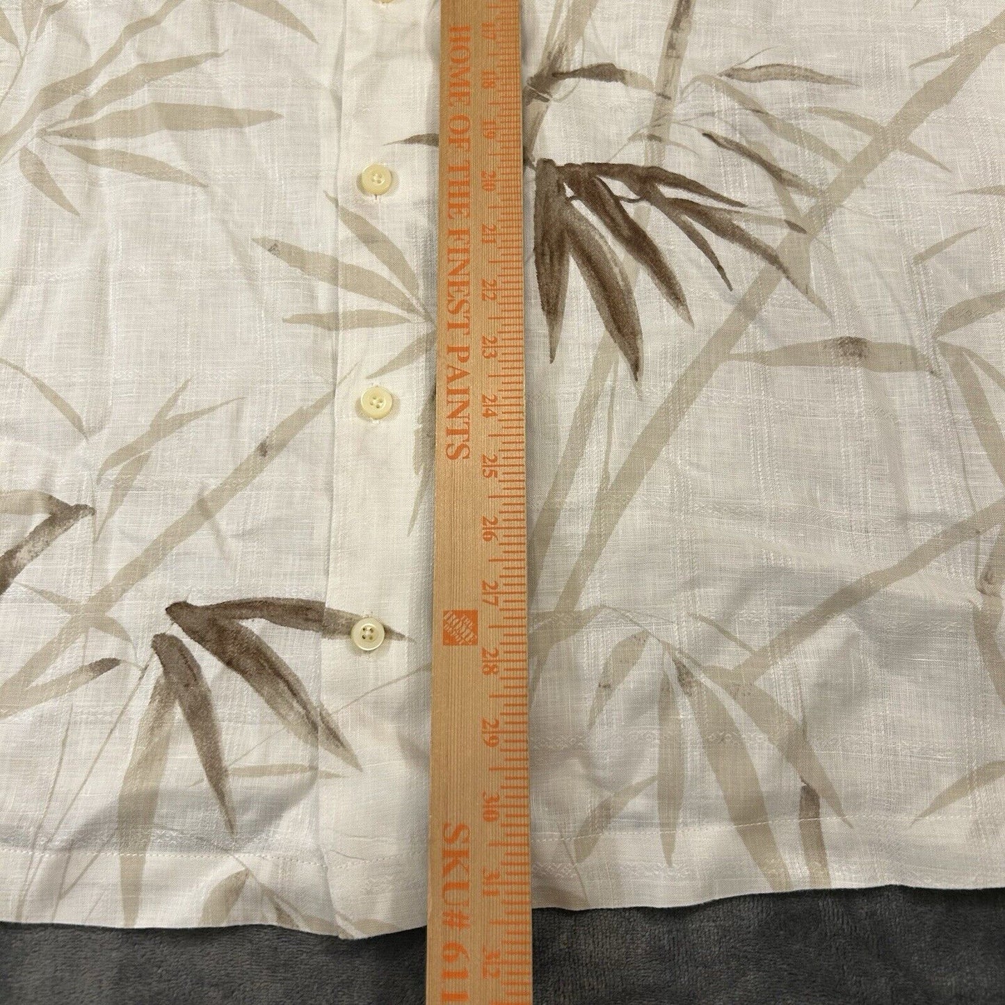 Tommy Bahama Shirt Mens Extra Large White Brown Floral Button Up Linen Hawaiian
