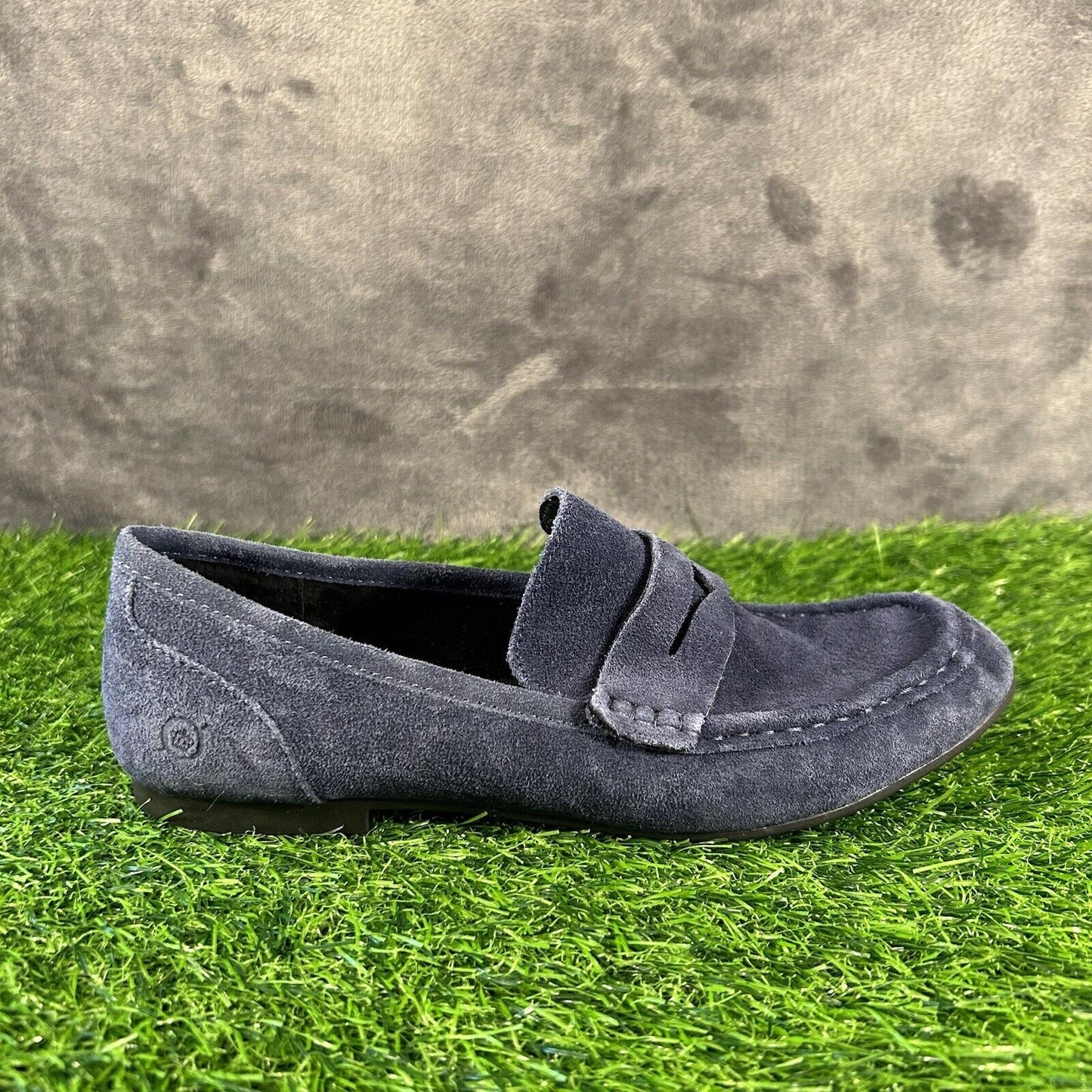 Born Malena Loafer Womens 6.5 M Blue Suede Leather Shoes Slip On Casual Comfort