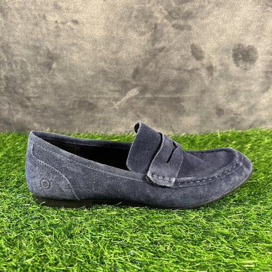 Born Malena Loafer Womens 6.5 M Blue Suede Leather Shoes Slip On Casual Comfort