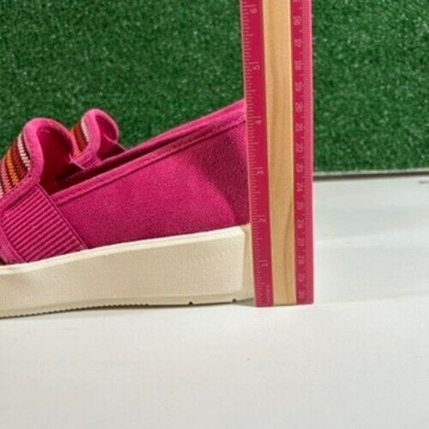 Clarks Layton Petal Sneakers Comfort Shoes Platform Pink Stripe Easter Womens 8M