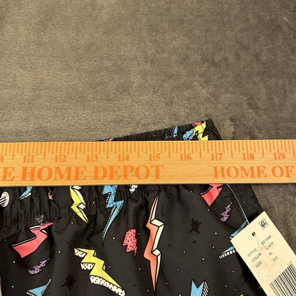 Boardies Board Shorts Mens Extra Large 34" Black Zaps Neon Swim Drawstring NEW