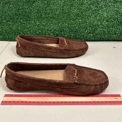 Ugg Ansley Moccasins Womens 10 M Brown Suede Slippers Casual Comfort Fur Warm