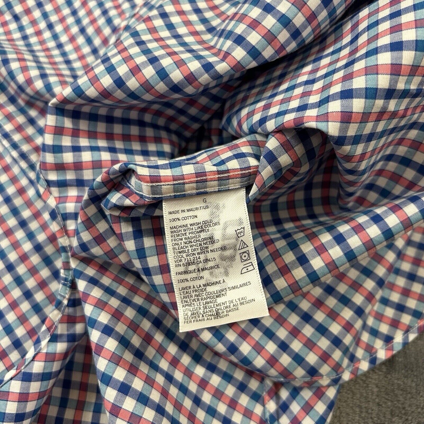 Nautica Shirt Mens Large Pink Blue White Check Button Up Short Sleeve Colorful