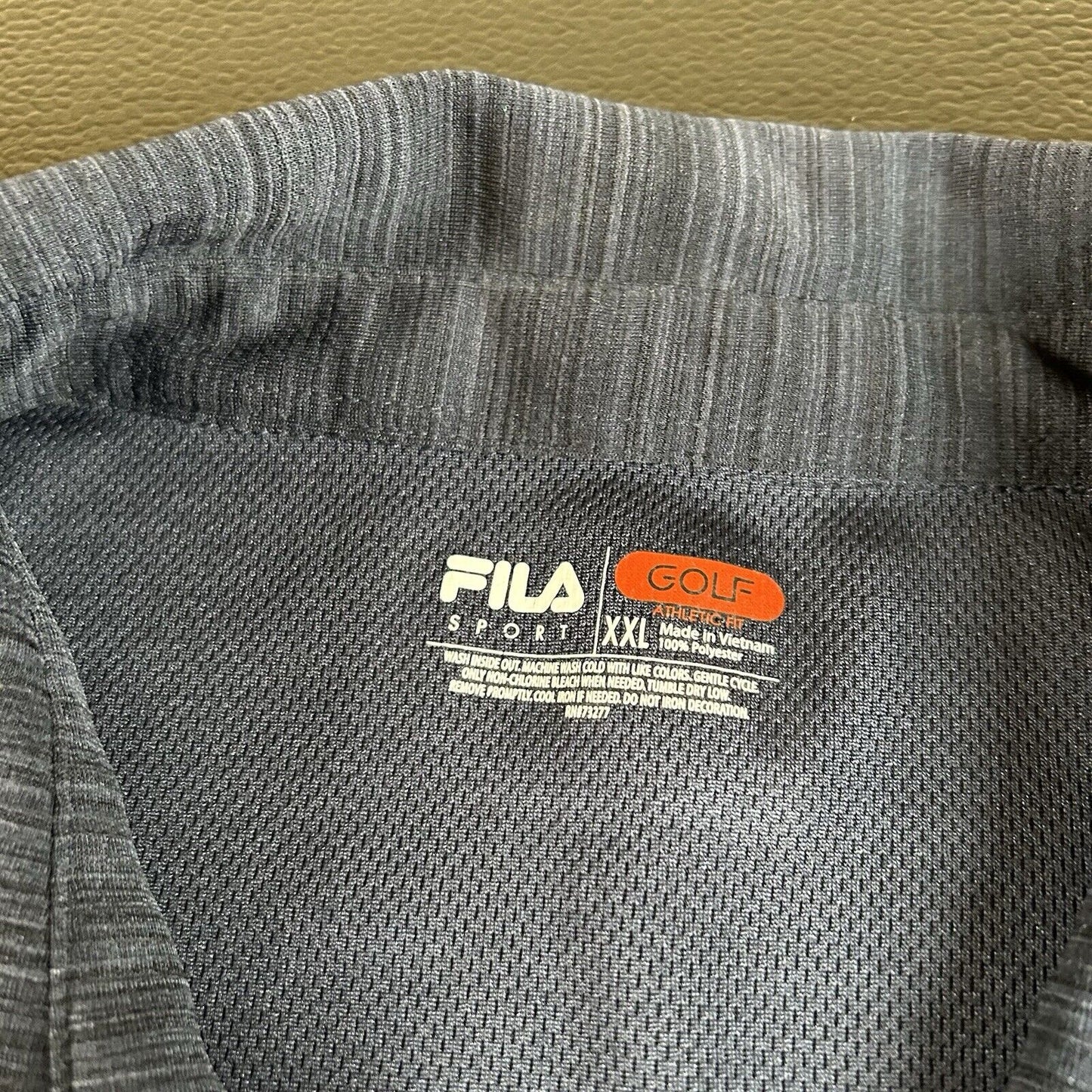 Fila Golf Polo Shirt Mens XXL 2XL Navy Striped Golf Athletic Fit Short Sleeve