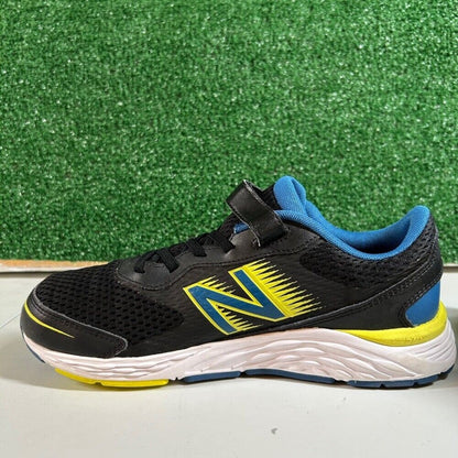 New Balance 680v6 Running Shoes Hook & Loop Athletic Sneakers Black Blue Kids 7Y