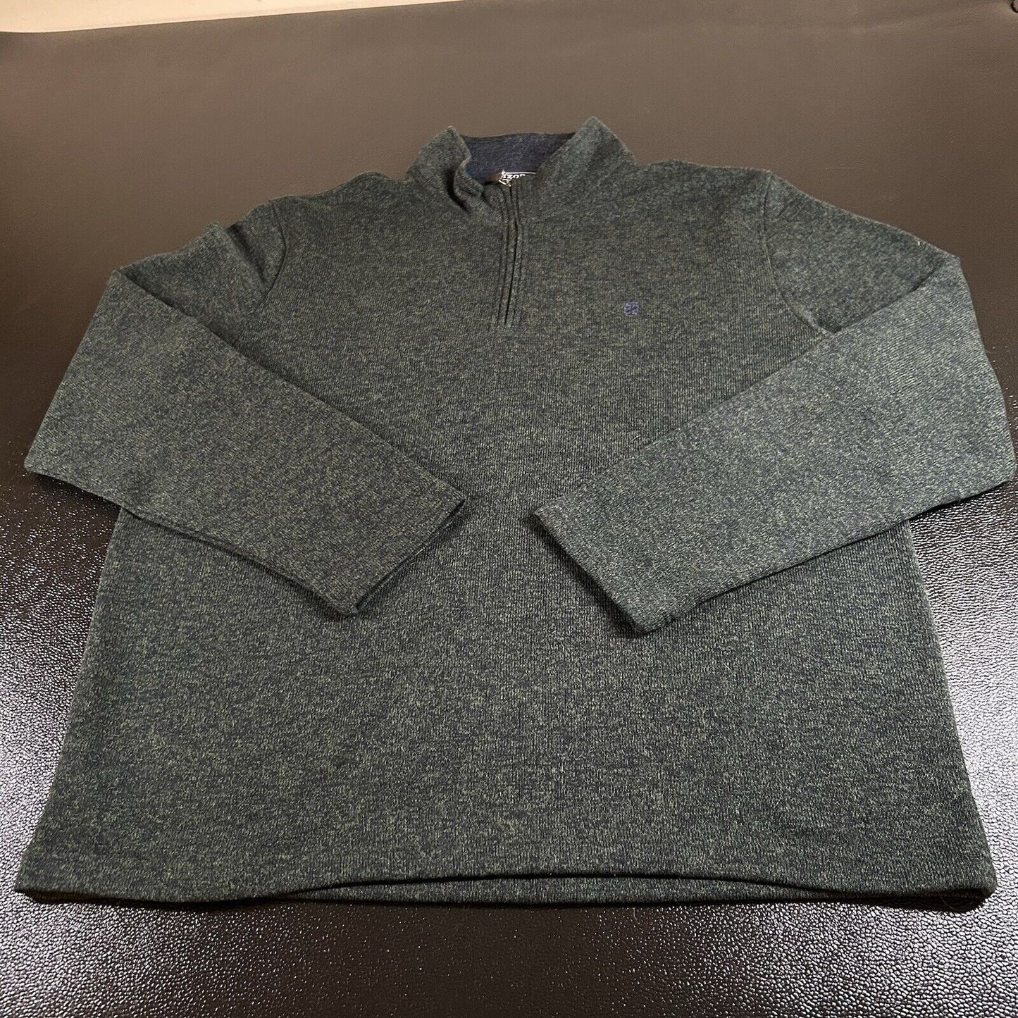 Izod Sweater Mens XXL 2XL Green Blue Blend Knit Pullover Sweatshirt 1/4 Zip