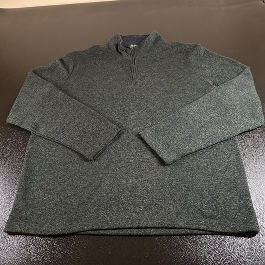 Izod Sweater Mens XXL 2XL Green Blue Blend Knit Pullover Sweatshirt 1/4 Zip