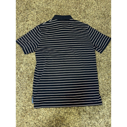 Polo Ralph Lauren Polo Shirt Mens Large Blue Pink Striped Short Sleeve Golf Work