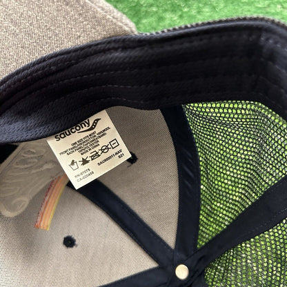 Saucony Trucker Hat Cap Mens Snapback Navy Gray Embroidered Wool Mesh Back