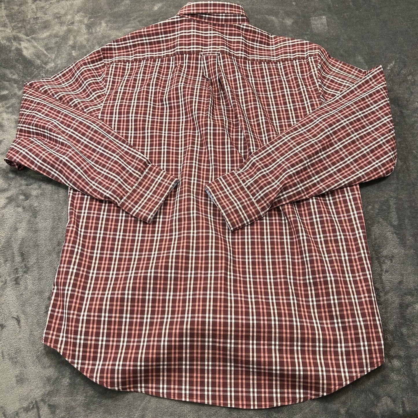 IZOD Shirt Mens Large Red White Plaid Button Up Long Sleeve Stretch Casual Work