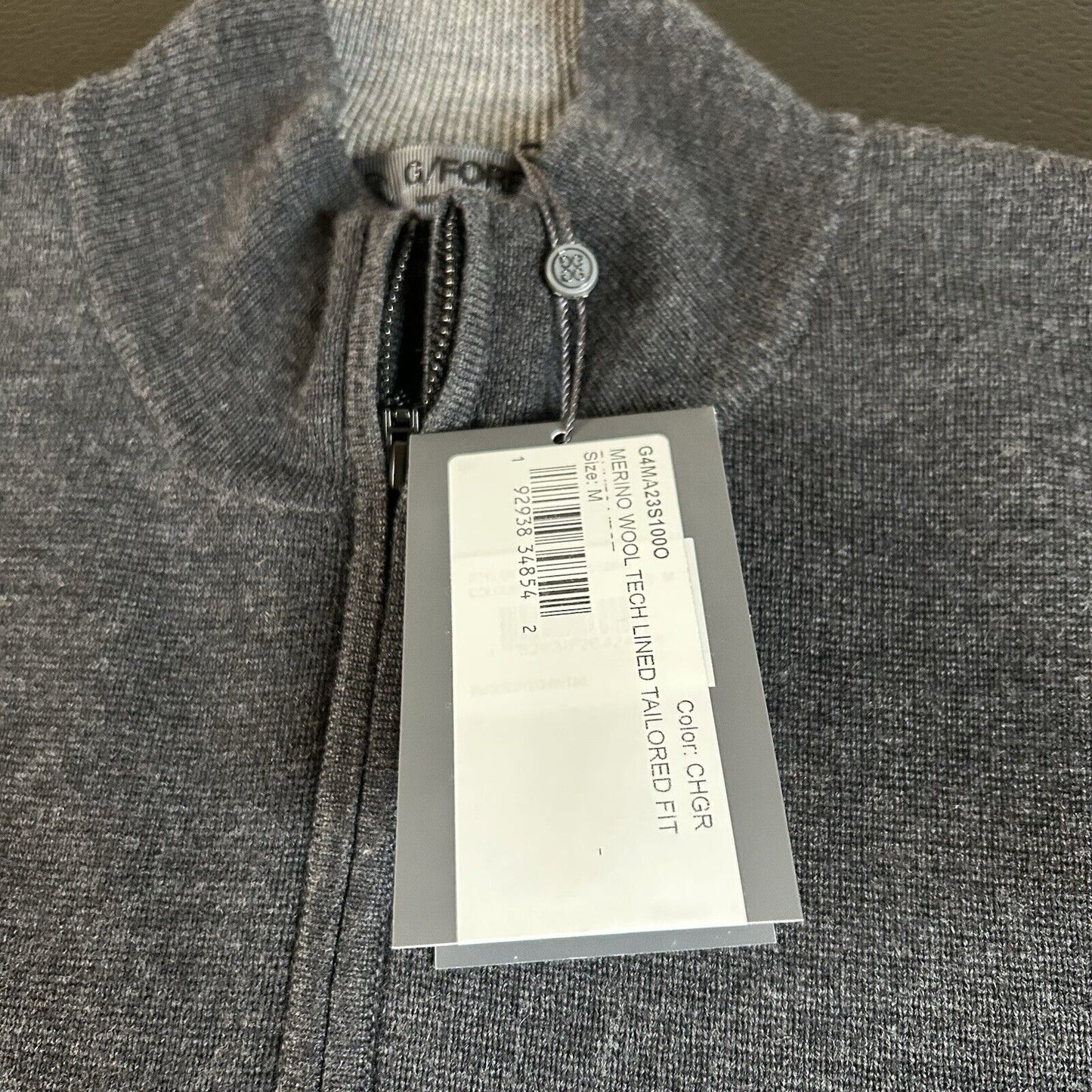 G Fore Wool Tech Sweater Vest Mens Medium Charcoal Gray 1/4 Zip Lined Preppy New