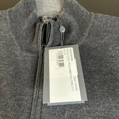 G Fore Wool Tech Sweater Vest Mens Medium Charcoal Gray 1/4 Zip Lined Preppy New