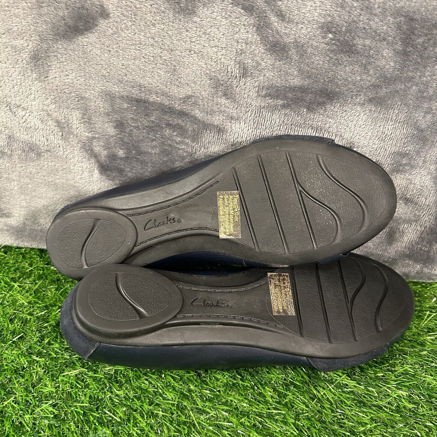 Clarks Bendables Flats Womens 7 W Blue Leather Shoes Slip On Casual Comfort