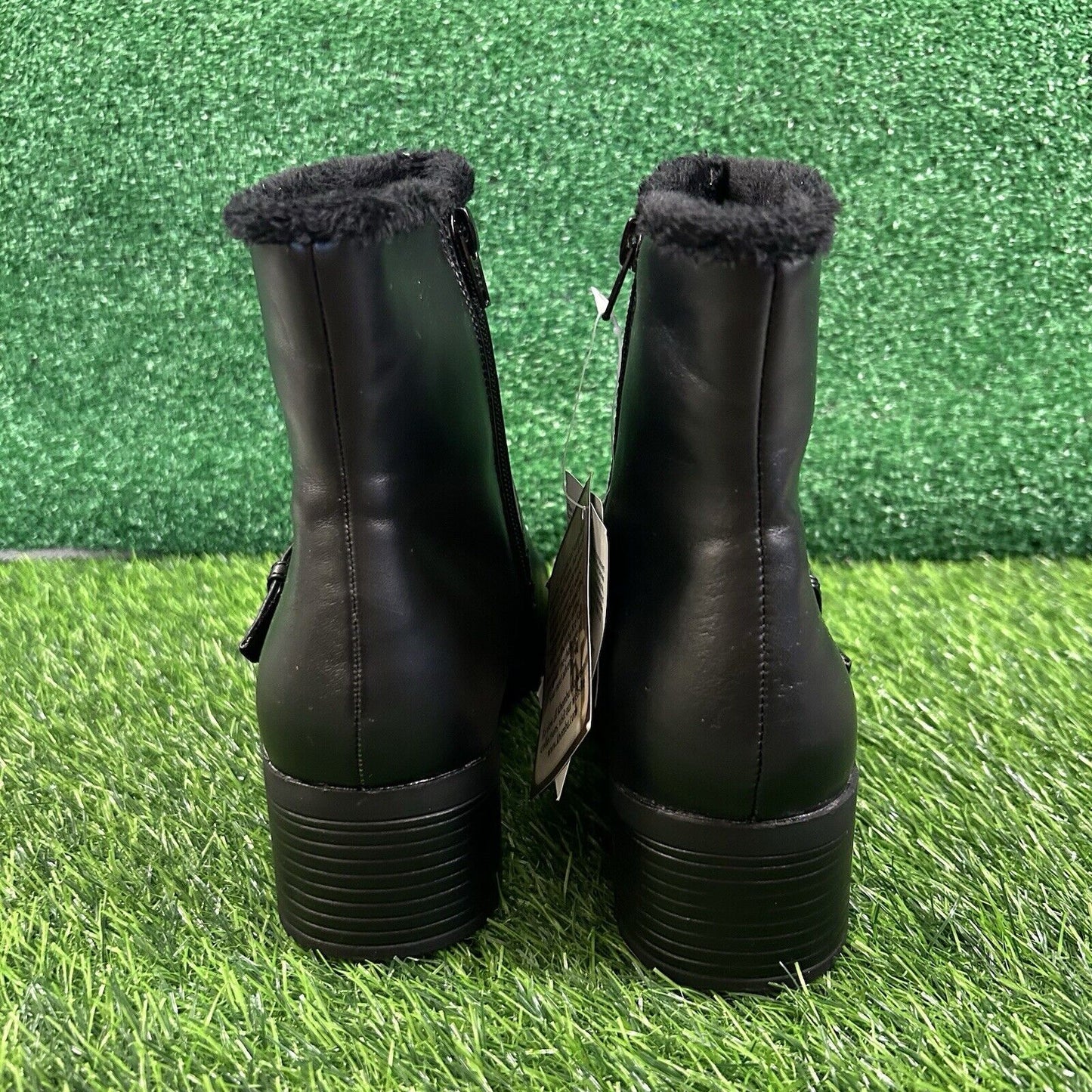 Khombu Madison Boots Womens 8.5 M Black Ankle Fur Lined Warm Outdoor Zip New