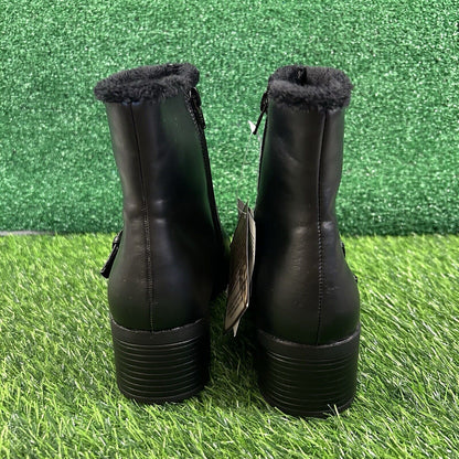 Khombu Madison Boots Womens 8.5 M Black Ankle Fur Lined Warm Outdoor Zip New