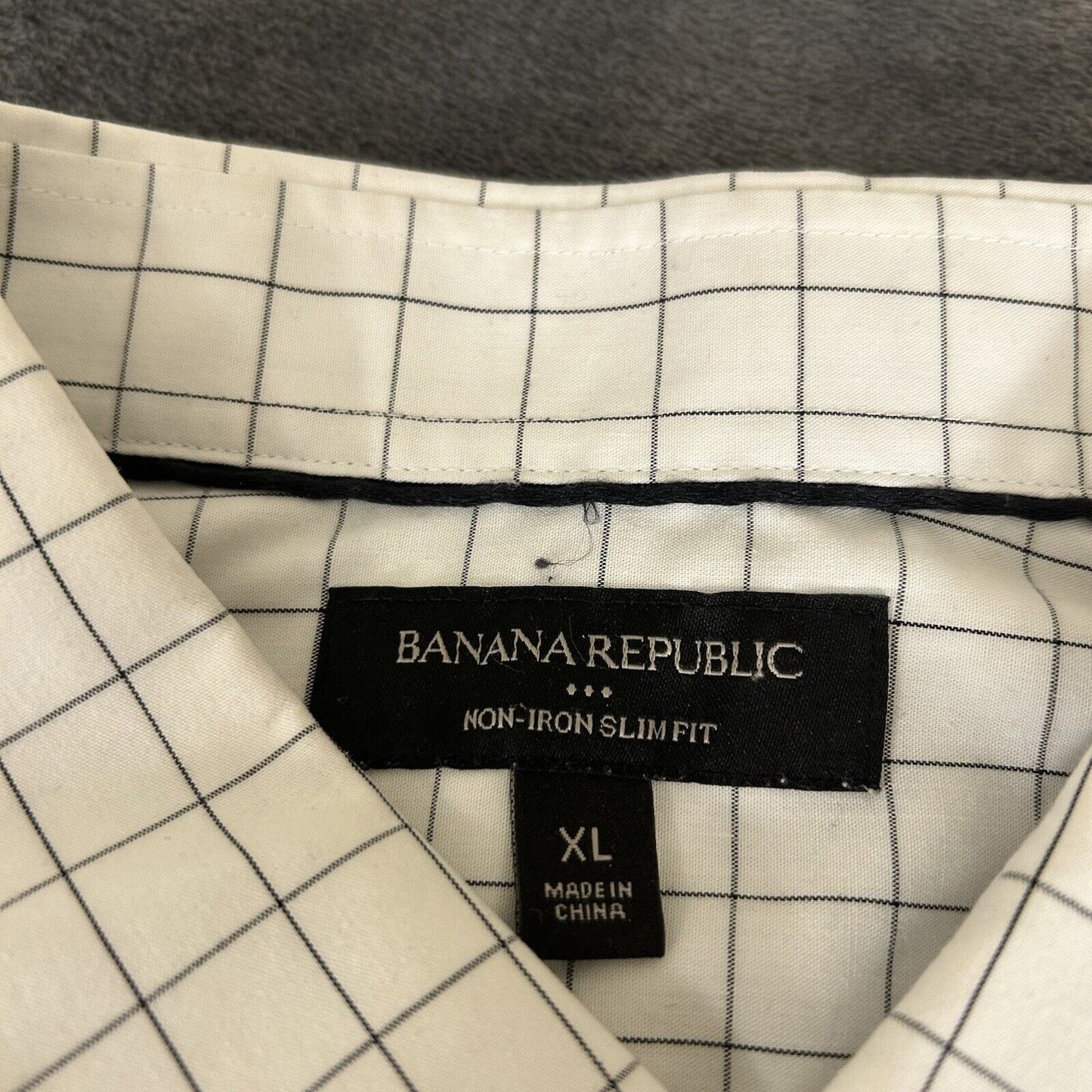 Banana Republic Shirt Mens Extra Large White Black Button Up Long Sleeve Slim